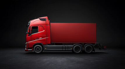 Aufkleber - Red modern truck on a dark background, copyspace