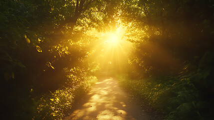 Poster - Road to a golden sunrise