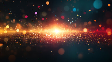 Poster - Designed film texture background with heavy grain, dust and a light leak real lens flare shot in studio over black background