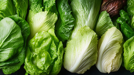 Poster - Row of lettuce and vegetables on a conveyor belt