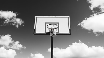 Aufkleber - Elegant basketball hoop art minimalistic t-shirt design in high-contrast monochrome photography