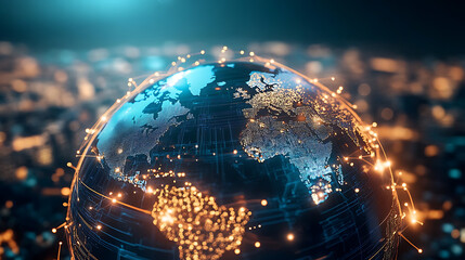Aufkleber - Active world trade, world market, global electronics market