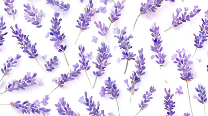 Poster - Seamless background of tender watercolor lavender on white