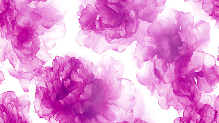 Poster - Seamless floral pattern with pink magenta peony flowers on white background, watercolor, template design for fabric, interior, clothes, wallpaper, botanical art