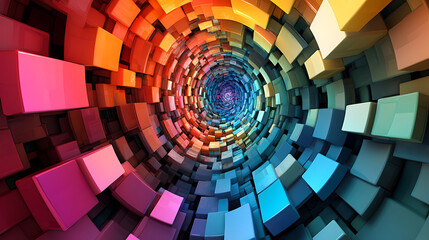 Poster - An abstract swirl of colored squares