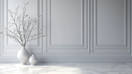 Poster - Bright living room interior with two empty white posters