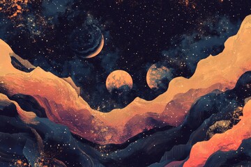 Wall Mural - abstract cosmic wave background .,