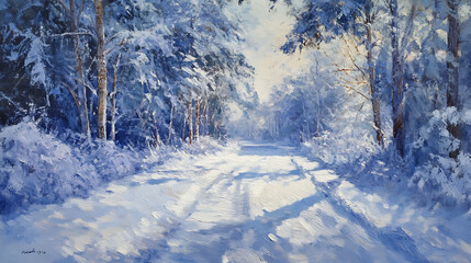 Aufkleber - Snowy winter road