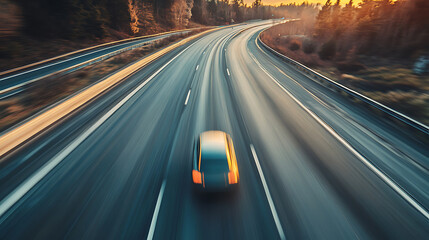 Poster - Fast moving car on highway
