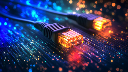 Leinwandbilder - Fiber optical network cable