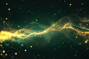 Wall Mural - abstract green and gold light streaks .