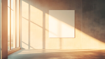 Aufkleber - Spacious office interior as the first rays of the sun with blank white poster, mockup