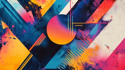 Poster - Abstract Geometric Art with Vibrant Colors and Fluid Textures in Modern Design