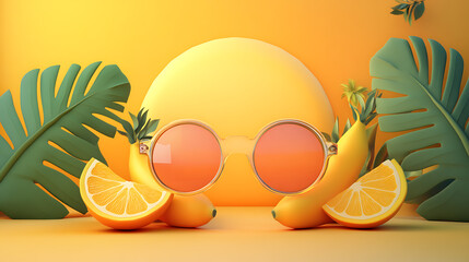 Poster - Summer is here design idea for the summer with glasses
