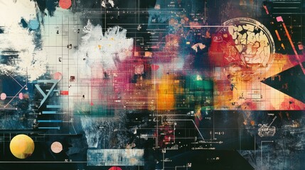 Poster - Abstract Collage of Education and Intelligence, Wallpaper, Generative AI