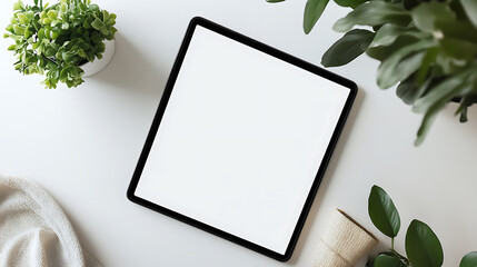 Fototapete - Tablet computer with blank screen, isolated on white background, based on