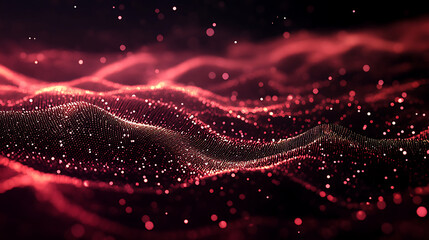 Poster - Technology abstract network with a cyber network grid and connected particles, big data visualization, digital dots and lines
