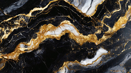 Poster - Luxurious golden black marble texture, marble ink from exquisite background, detailed marble slab, white black granite ceramic tiles for interior and exterior decoration, 3d illustration