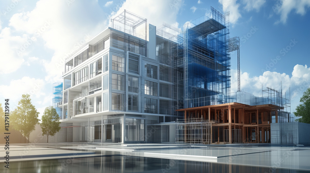 In Architectural Bureau: Team of Architects and Engineers Working on a ...