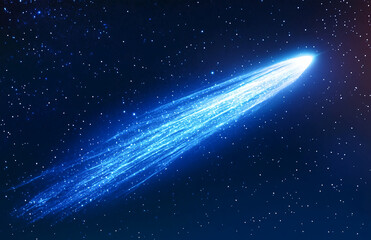 Poster - Blue comet shooting star in the night sky space galaxy astronomy celestial cosmic event background wallpaper 100