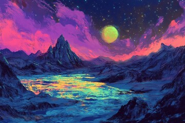 Wall Mural - alien planet landscape .