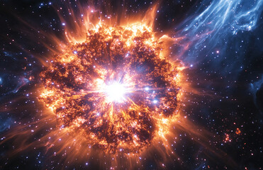 Poster - Supernova explosion in deep space cosmic event astronomical nebula galaxy star cluster stellar death view