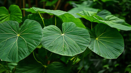 Poster - Tropical green leaves, lush jungle background