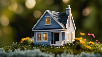 Leinwandbilder - Miniature real estate house for sale, illustration