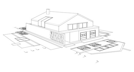 Poster - residential house plan 3d illustration