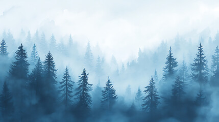 Poster - Watercolor painting of a forest landscape