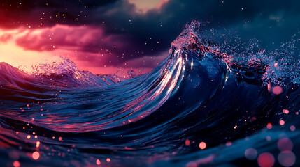 Poster - Neon waves background