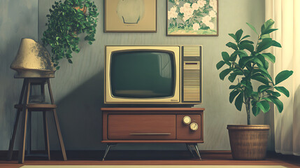 Poster - Old tv in the living room, lofi background