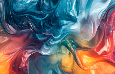 Poster - Abstract art painting blue orange red colorful swirl modern design contemporary artwork background texture 100