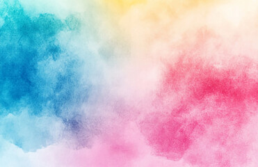 Poster - Watercolor background texture abstract pastel painting colorful smoke cloud effect design art wallpaper 100char