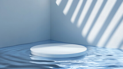 Poster - Circular platform, round podium for product display on water surface, show case for cosmetic products, new product, promotion sale and presentation