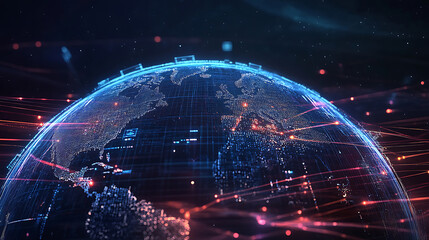 Aufkleber - Globe with digital lines around it
