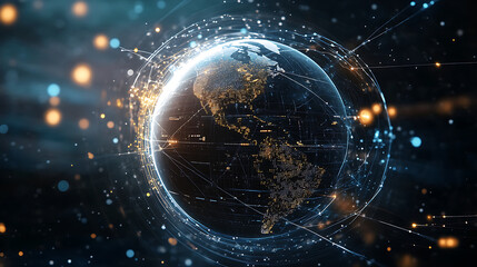 Poster - Globe with digital lines around it