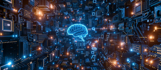 abstract computer technology blue background banner futuristic business data technology modern conce
