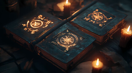 Wall Mural - shadowed luminous alcoves symbols
