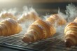 © Ruslan - Freshly baked croissants resting on a wire rack, cooling to perfection