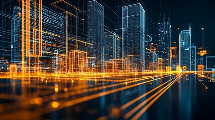 Poster - Futuristic Cityscape at Night, Digital Innovation