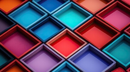 Poster - Colorful geometric shapes arrangement studio digital artwork vibrant close-up modern design concepts