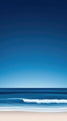 Wall Mural - Serene ocean waves gently crashing on a pristine sandy beach under a clear blue sky