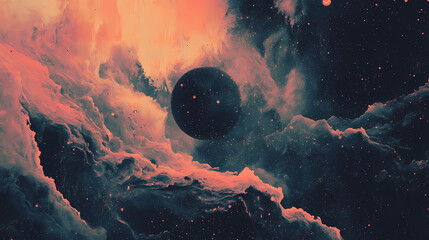 Wall Mural - The vast abyss of space, screen print. Cosmic Abyss. Illustration