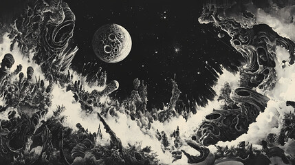 Wall Mural - The vast abyss of space, screen print. Cosmic Abyss. Illustration