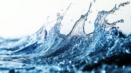 Poster - Stunning Blue Water Splash Dynamic Liquid Texture Background Image High Resolution Ocean Wave Flowing Refreshing Clean Aqua Crystal Clear Pure Natural Summer Design Element sea drop cool waves fluid  