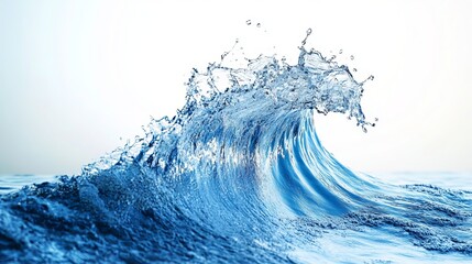 Poster - Stunning Blue Ocean Wave Water Splashing Dynamic Energy Powerful Nature Aquatic Scene Fresh Liquid Texture Background Image High Resolution Photo Vibrant Color Tropical Summer sea cool foam clean     