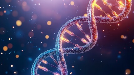 Poster - Visual representation of a DNA double helix with a colorful, sparkling background.