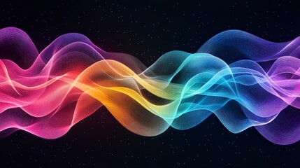 Poster - colorful abstract waves create a dynamic and vibrant digital art piece against a dark background.