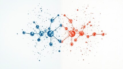 Poster - Abstract illustration of interconnected nodes in blue and red against a light background.
